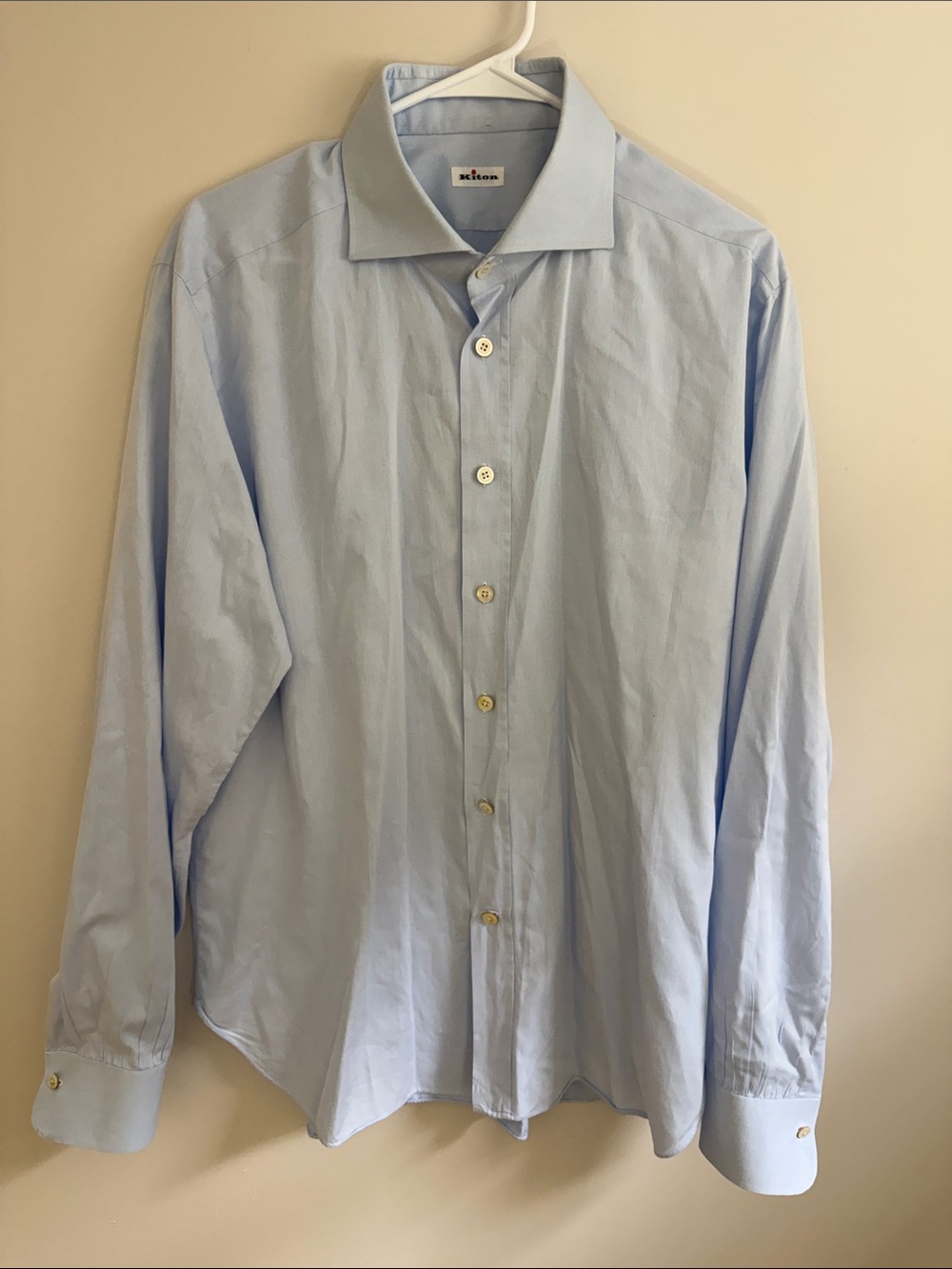 Kiton Light Blue Dress Shirt with Spread Collar